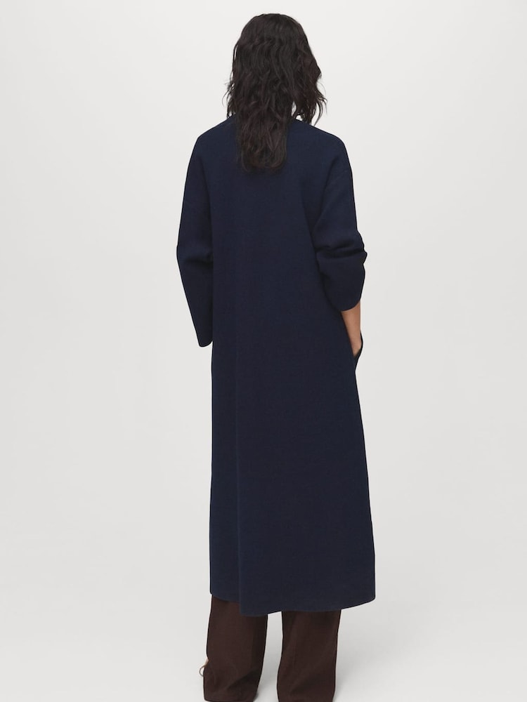 Mango Blue Knitted Long Coat - Image 2 of 5
