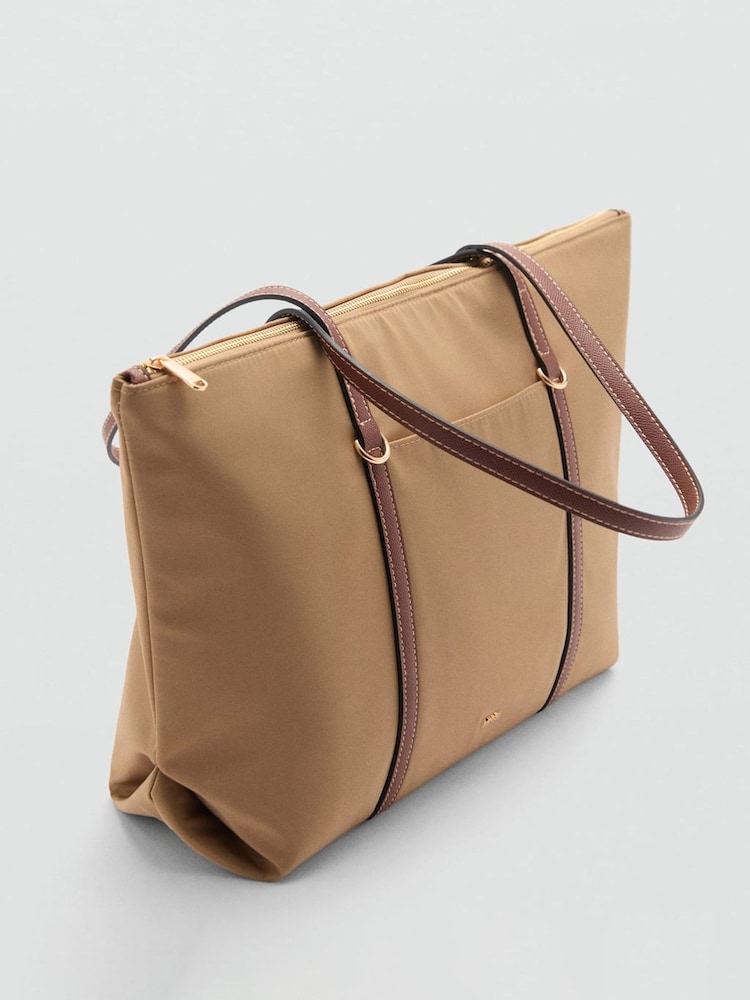 Mango Brown Shopper Bag With Double Handle - Image 2 of 3 Mango Brown Shopper Bag With Double Handle - Image 2 of 3