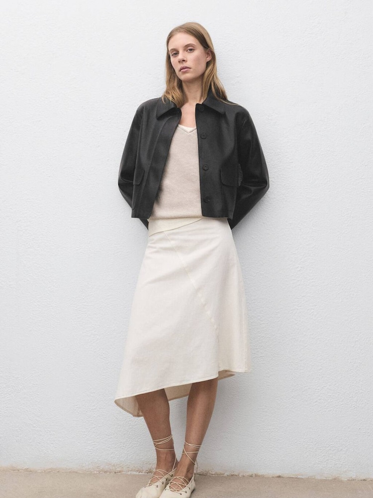 Mango Black Leather-Effect Jacket With Pockets - Image 1 of 6 Mango Black Leather-Effect Jacket With Pockets - Image 1 of 6