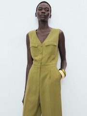 Mango Green Long Chest-Pocket Jumpsuit - Image 2 of 6