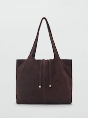 Mango Brown Suede Shopper Bag - Image 1 of 4