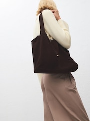 Mango Brown Suede Shopper Bag - Image 4 of 4