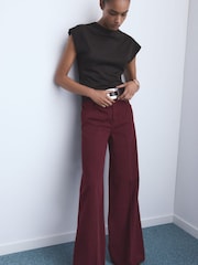 Mango Red High-Waisted Wide-Leg Jeans - Image 2 of 7