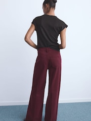 Mango Red High-Waisted Wide-Leg Jeans - Image 3 of 7