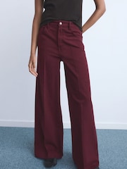Mango Red High-Waisted Wide-Leg Jeans - Image 4 of 7
