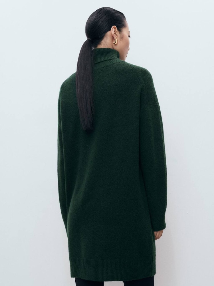 Mango Green Short Knitted Turtleneck Dress - Image 2 of 6