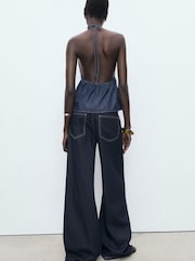 Mango Blue Low Waist Wide Leg Jeans - Image 2 of 6