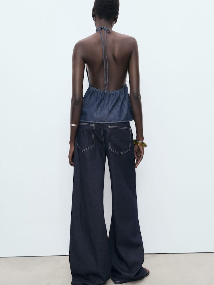 Mango Blue Low Waist Wide Leg Jeans - Image 2 of 6