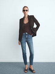 Mango Blue Claudia Slim-Fit Cropped Jeans - Image 1 of 5
