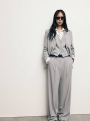 Mango Grey Pinstripe Suit Jacket - Image 1 of 7