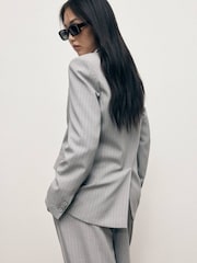 Mango Grey Pinstripe Suit Jacket - Image 2 of 7