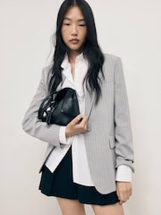 Mango Grey Pinstripe Suit Jacket - Image 3 of 7