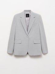 Mango Grey Pinstripe Suit Jacket - Image 6 of 7