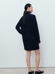 Mango Blue Short Knitted Turtleneck Dress - Image 2 of 6