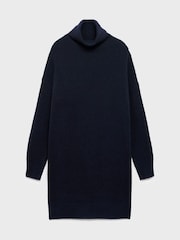 Mango Blue Short Knitted Turtleneck Dress - Image 5 of 6