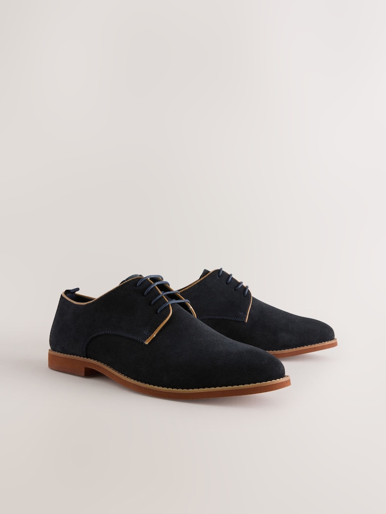 Navy Suede Derby Shoes - Image 1 of 5