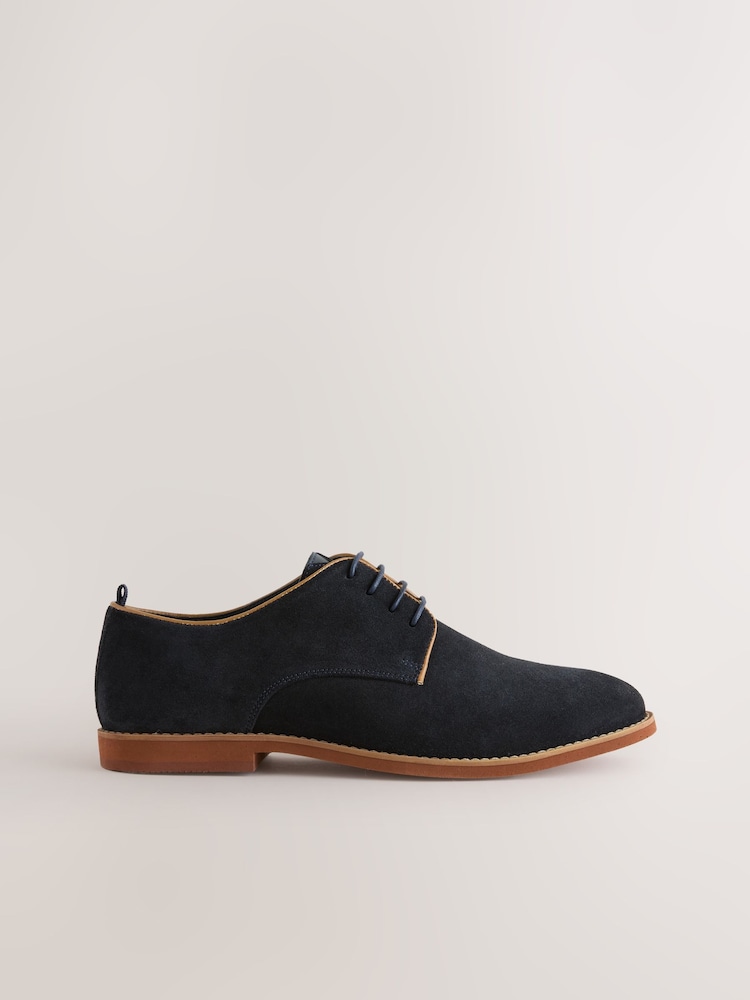 Navy Suede Derby Shoes - Image 2 of 5