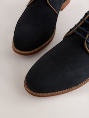 Navy Suede Derby Shoes - Image 3 of 5