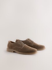 Tan Brown Suede Derby Shoes - Image 1 of 5