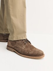 Tan Brown Suede Derby Shoes - Image 2 of 5