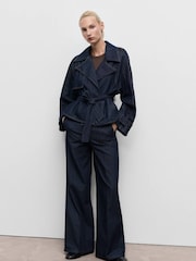 Mango Blue Wide Leg Denim Trousers With Belt Loops - Image 2 of 7