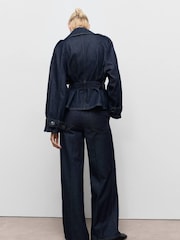 Mango Blue Wide Leg Denim Trousers With Belt Loops - Image 3 of 7