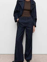 Mango Blue Wide Leg Denim Trousers With Belt Loops - Image 5 of 7