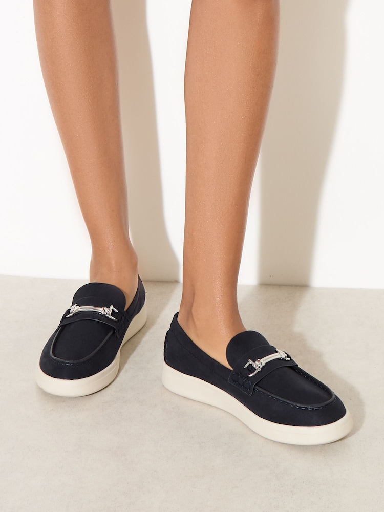 Friends Like These Navy Snaffle Detail Comfort Slip On Casual Loafer Shoes - Image 2 of 4 Friends Like These Navy Snaffle Detail Comfort Slip On Casual Loafer Shoes - Image 2 of 4