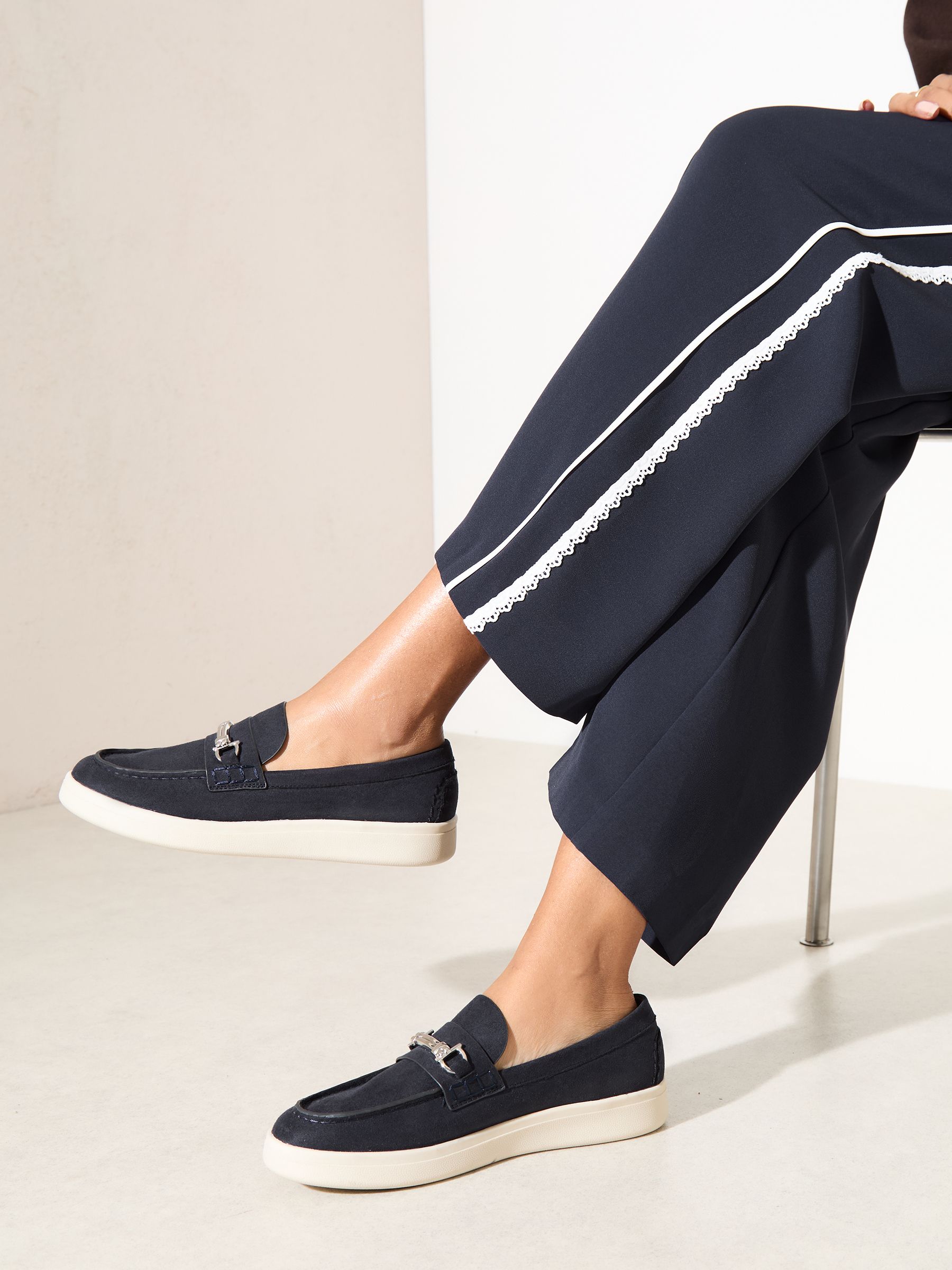 Buy Friends Like These Navy Blue Faux Suede Snaffle Detail Comfort