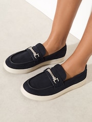 Friends Like These Navy Snaffle Detail Comfort Slip On Casual Loafer Shoes - Image 4 of 4