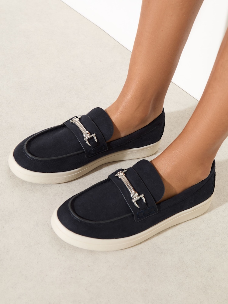Friends Like These Navy Snaffle Detail Comfort Slip On Casual Loafer Shoes - Image 4 of 4 Friends Like These Navy Snaffle Detail Comfort Slip On Casual Loafer Shoes - Image 4 of 4