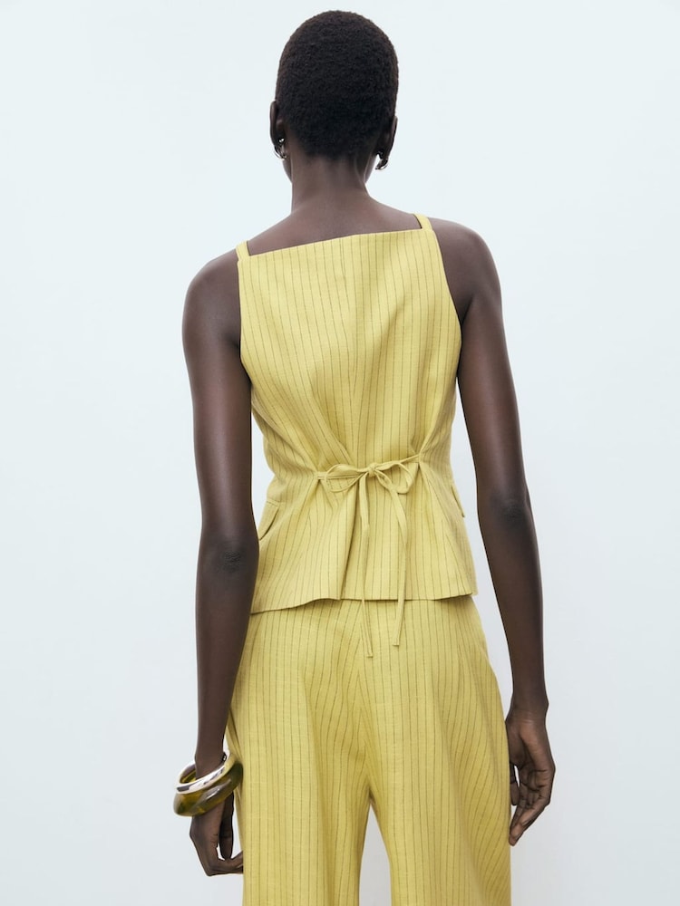 Mango Yellow Buttons Striped Top - Image 2 of 7