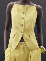 Mango Yellow Buttons Striped Top - Image 5 of 7