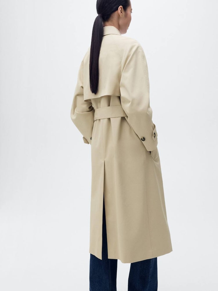 Mango Brown Long Double-Breasted Trench Coat - Image 2 of 6 Mango Brown Long Double-Breasted Trench Coat - Image 2 of 6