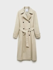 Mango Brown Long Double-Breasted Trench Coat - Image 5 of 6