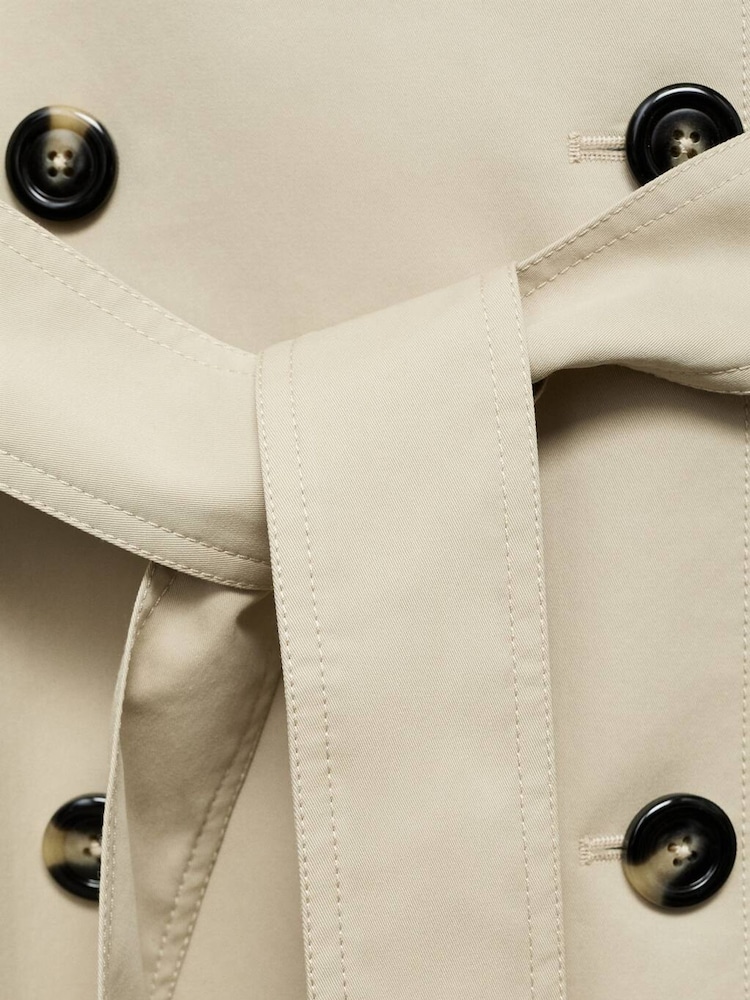 Mango Brown Long Double-Breasted Trench Coat - Image 6 of 6 Mango Brown Long Double-Breasted Trench Coat - Image 6 of 6