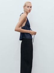 Mango Black Buttons Cotton Trousers - Image 4 of 7