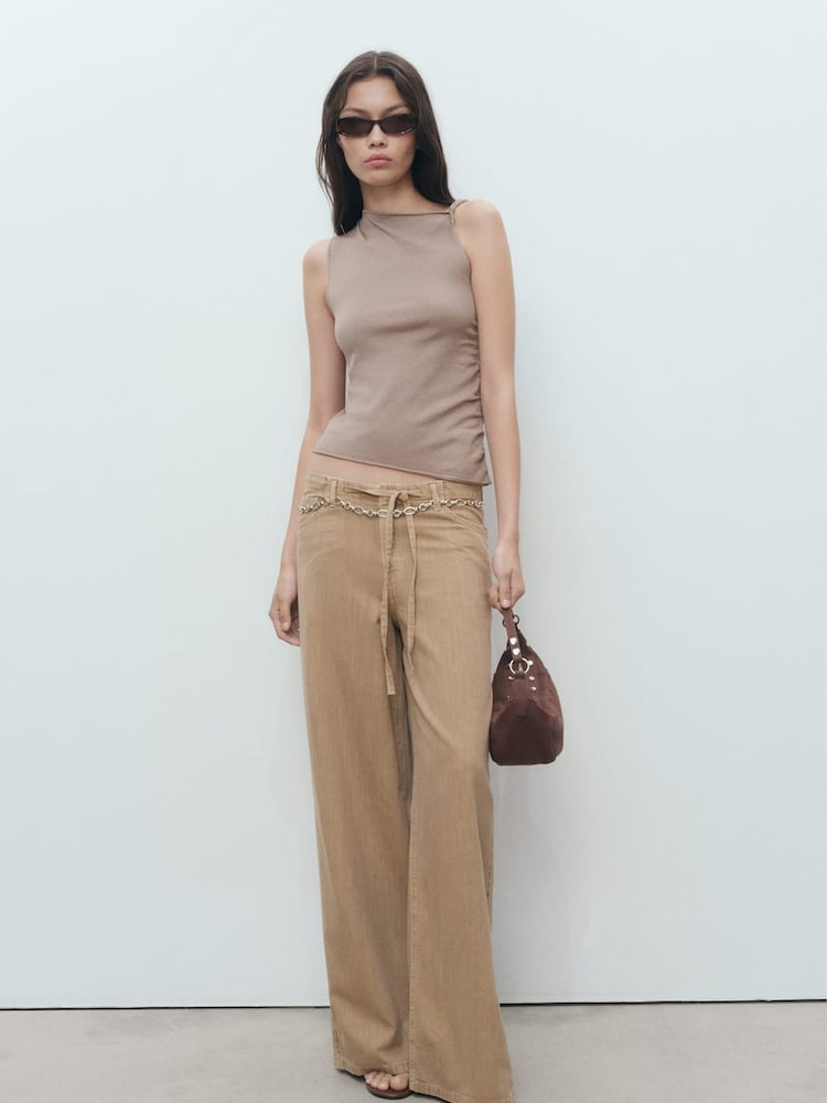 Mango Brown Mery Trousers - Image 1 of 6 Mango Brown Mery Trousers - Image 1 of 6