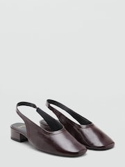 Mango Purple Block Heel Leather Shoes - Image 1 of 3