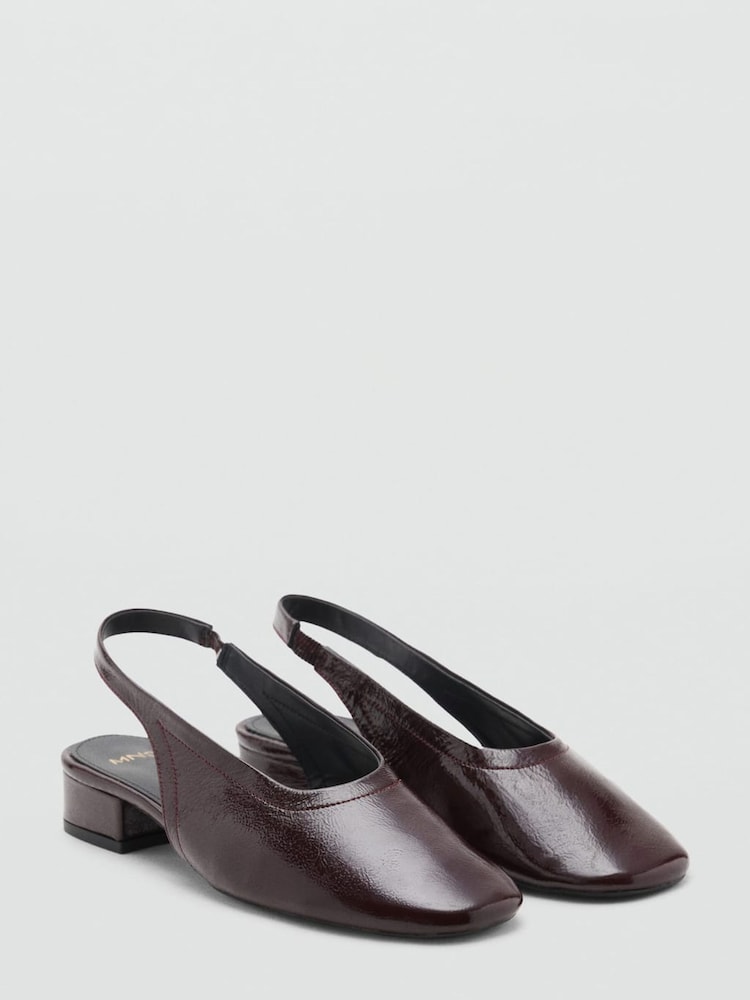 Mango Purple Block Heel Leather Shoes - Image 1 of 3