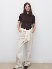Mango Brown Knitted Jumper With Strass - Image 1 of 6