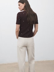 Mango Brown Knitted Jumper With Strass - Image 3 of 6