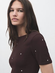 Mango Brown Knitted Jumper With Strass - Image 4 of 6