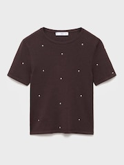 Mango Brown Knitted Jumper With Strass - Image 5 of 6