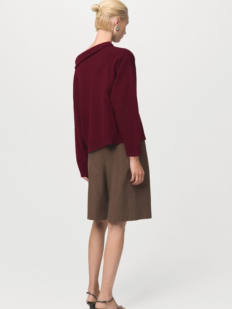 Mango Red Ruched Turtleneck Sweater - Image 2 of 6