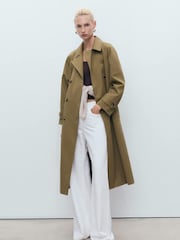 Mango Sable Brown Long Double-Breasted Trench Coat - Image 1 of 7