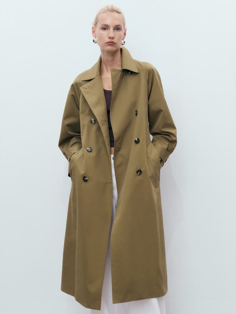 Mango Sable Brown Long Double-Breasted Trench Coat - Image 2 of 7 Mango Sable Brown Long Double-Breasted Trench Coat - Image 2 of 7