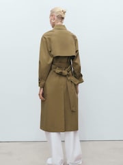 Mango Sable Brown Long Double-Breasted Trench Coat - Image 3 of 7
