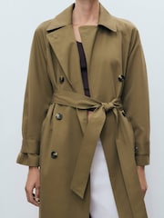 Mango Sable Brown Long Double-Breasted Trench Coat - Image 4 of 7