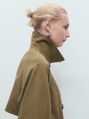 Mango Sable Brown Long Double-Breasted Trench Coat - Image 5 of 7